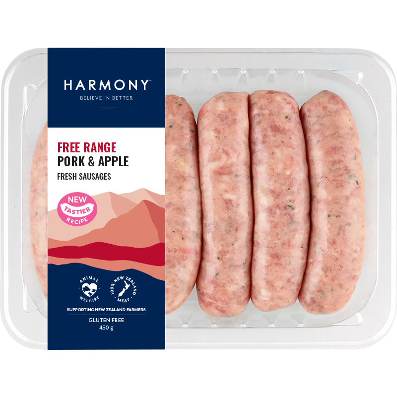 Harmony Free Range Pork & Apple Sausages 450g