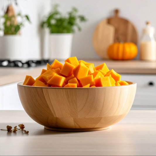 Butternut Pumpkin in a wooden bowl