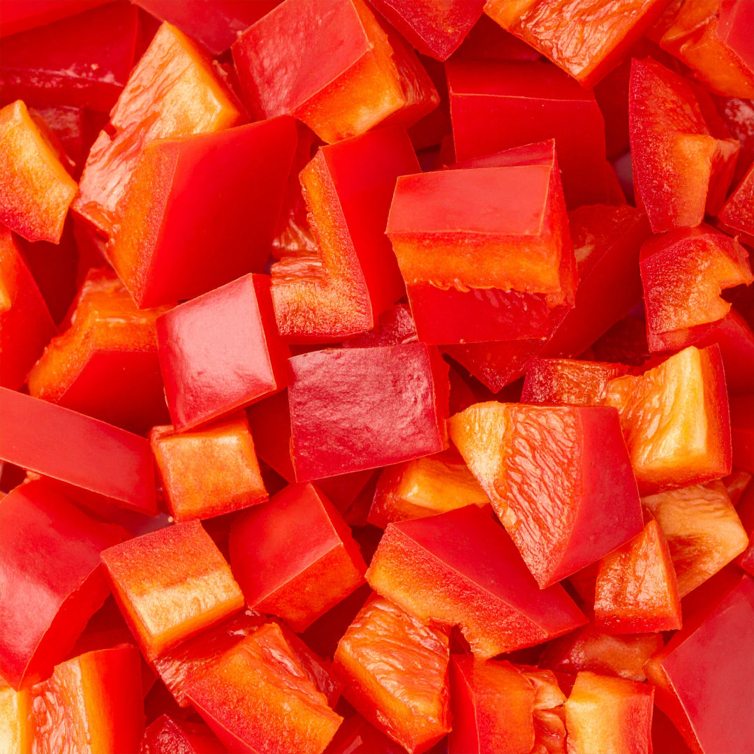 Close Up Diced Red Capsicum