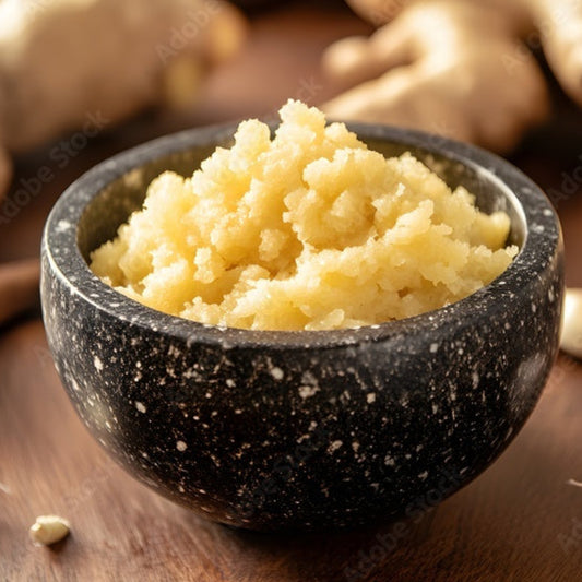 Crushed Ginger in a stone bowl