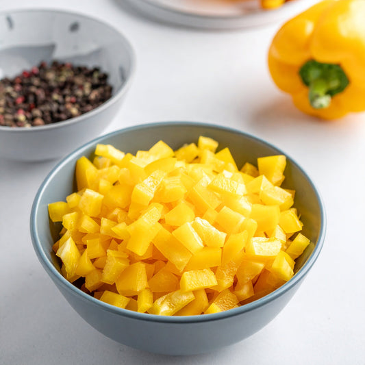 Diced Yellow Capsicum in a kitchen