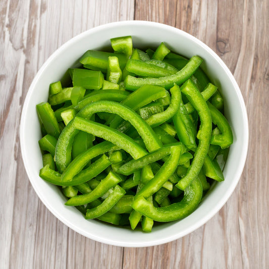 Julienne Sliced Capsicum in a White Bowl