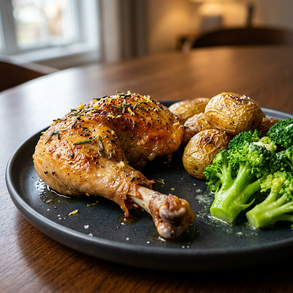 Simply Heat Lemon Herb Chicken with Piccolo Potato and Broccoli