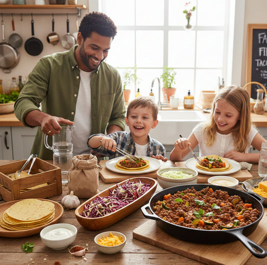 The "Family Fiesta" Mild BBQ Beef & Veggie Tacos