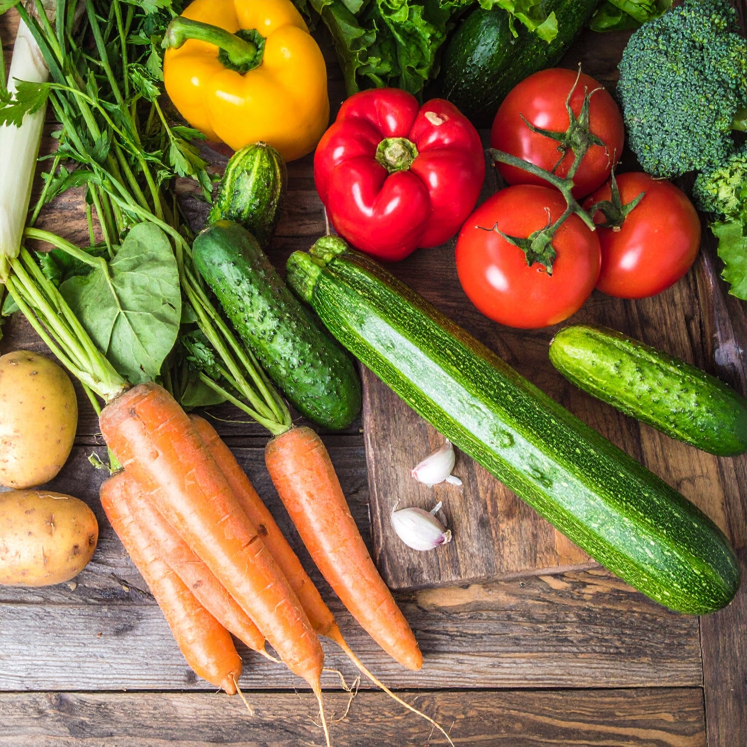 Selection of fresh whole vegetables