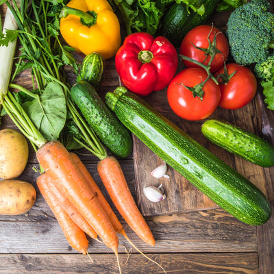 Selection of fresh whole vegetables