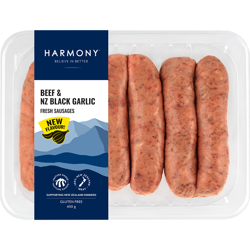 Harmony Beef & Black Garlic Sausages 450g