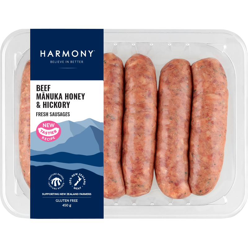 Harmony Beef with Manuka Honey & Hickory Sausages 450g