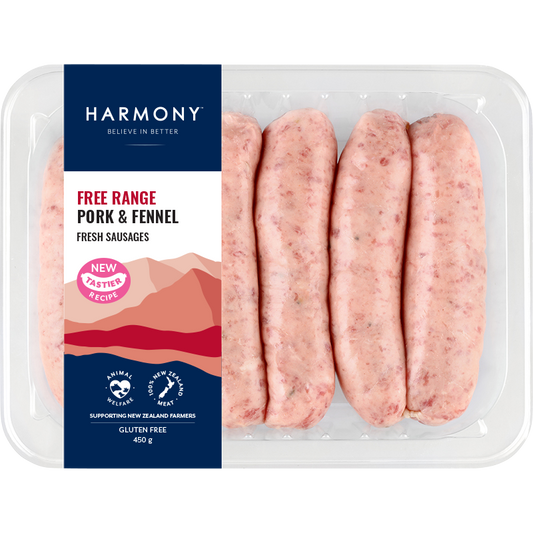 Harmony Free Range Pork & Fennel Sausages 450g