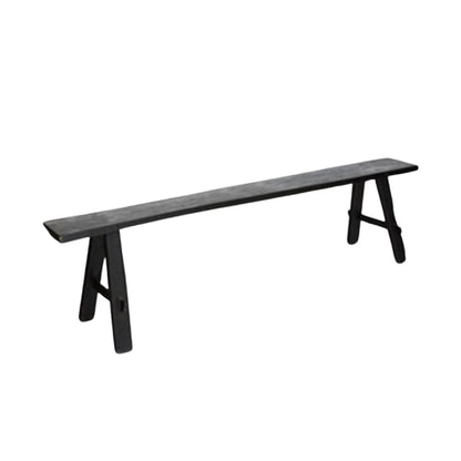 Teak Long Black Bench