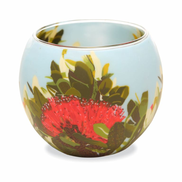 Glass Tealight Holder, Pohutukawa Blush