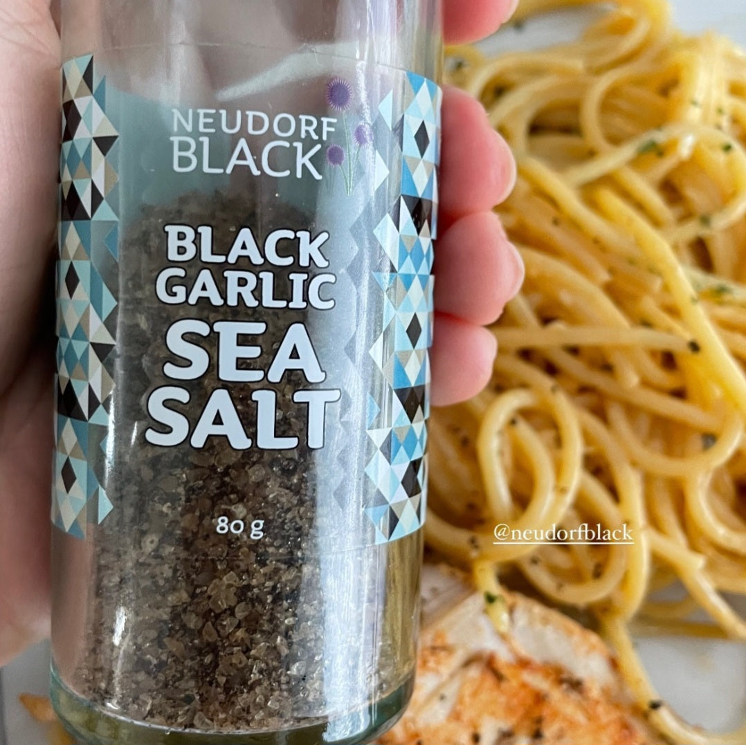 Close Up Of the Black Garlic Salt