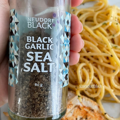 Close Up Of the Black Garlic Salt