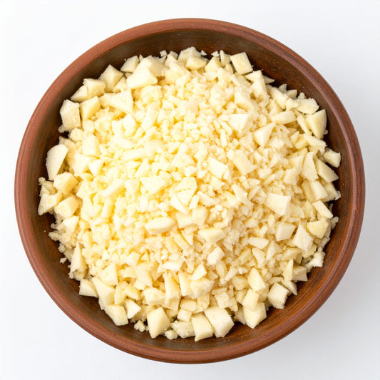 Finely chopped Garlic in a wooden bowl