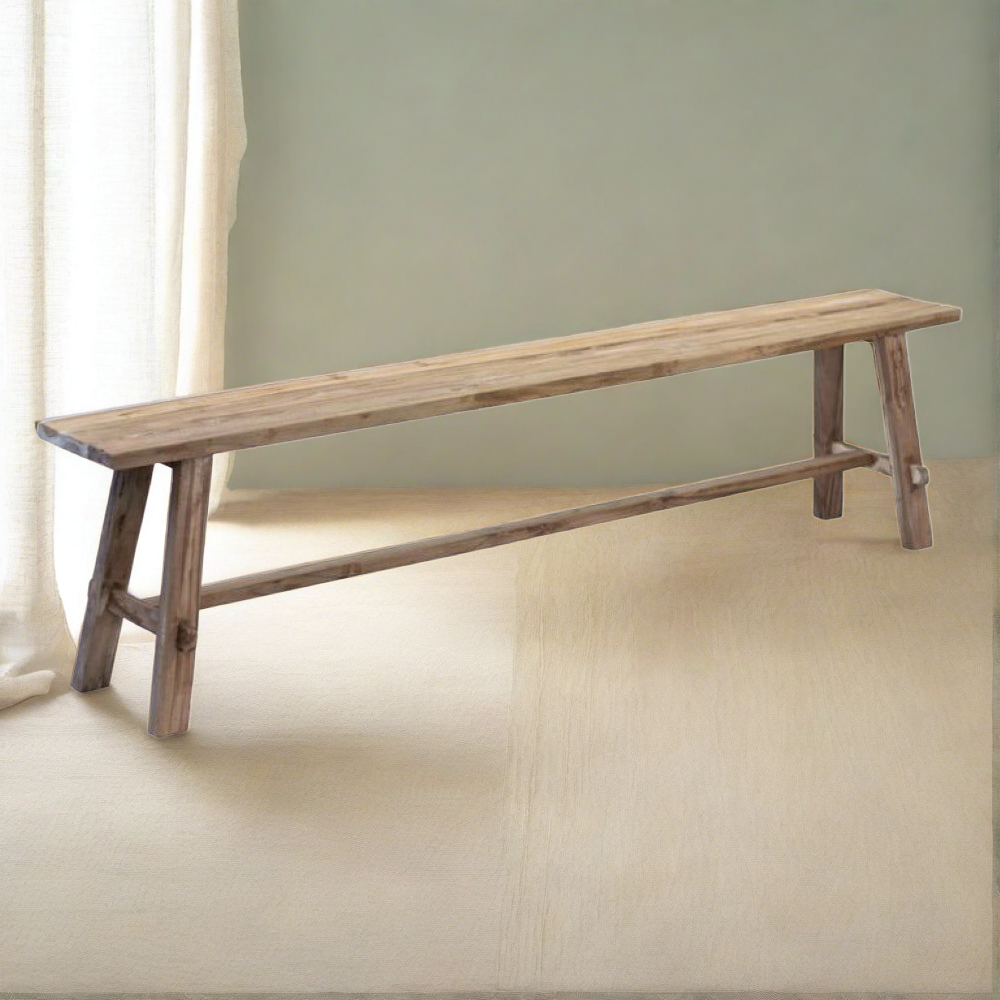 Rustic Charm and Eco-Conscious Style with the Rustico Reclaimed Teak Bench - Long, Natural