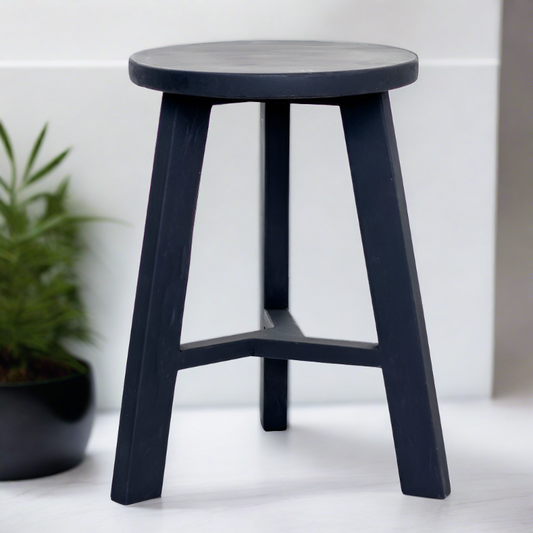 Rustico Reclaimed Teak Tripod Stool - Black