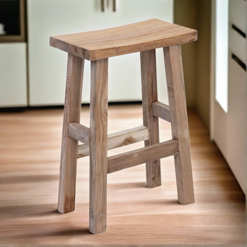 Rustico Reclaimed Teak Bar & Kitchen Counter Stool - Natural