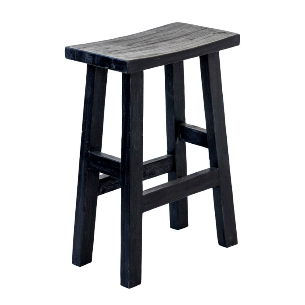 Rustico Reclaimed Teak Bar & Kitchen Counter Stool - Black