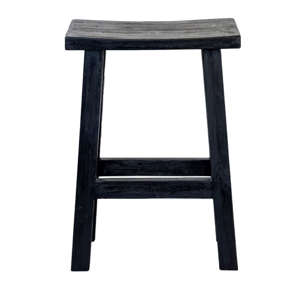 Rustico Reclaimed Teak Bar & Kitchen Counter Stool - Black