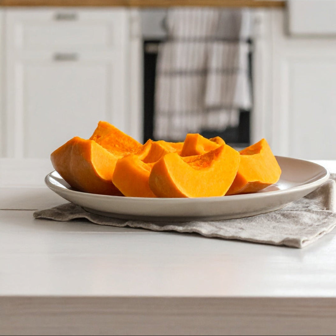 Peeled Pumpkin Pieces on a plate
