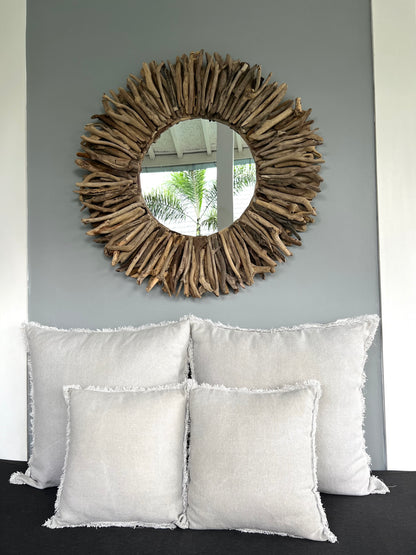 Mirror Driftwood Sunburst 100cm: Coastal Elegance Meets Artful Design