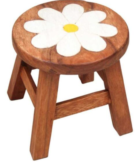 Recycled Wood Kids Stool – White Daisy