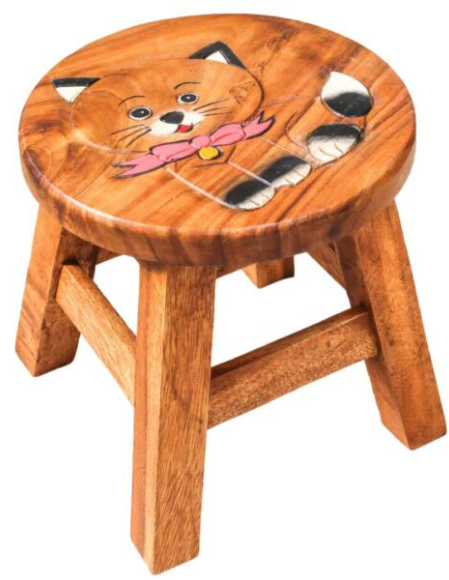 Recycled Wood Kids Stool – Cute Kitten