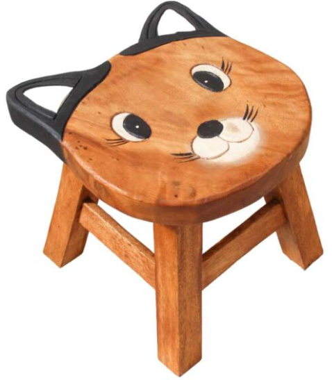 Recycled Wood Kids Stool – Shaped Cat