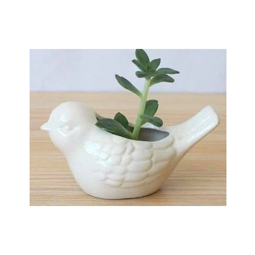 Ceramic Bird Novelty Planter White