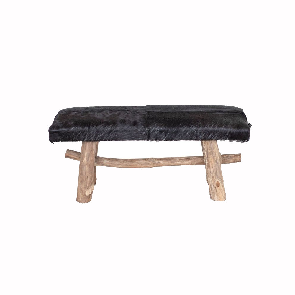 Rustico Leather & Teak Bench